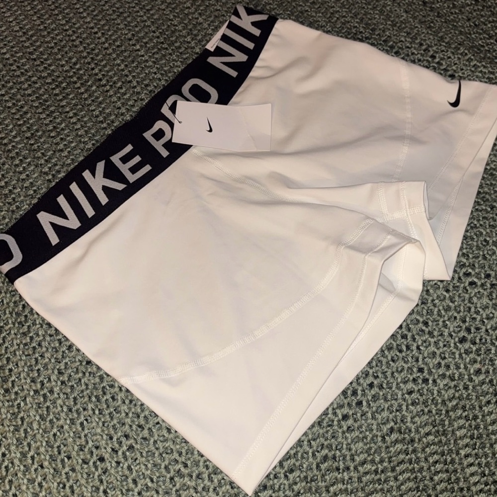 Nike White and Black Pro Shorts
